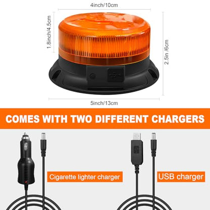 AnTom Remote Control Wireless Strobe Lights, Waterproof Rechargeable LED Battery Powered Beacon Light with Strong Magnetic Base, Vehicle Emergency Flashing Warning, Amber