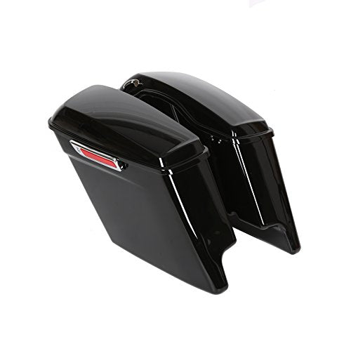 ECOTRIC 5'' Extended Stretched Saddle bag W/Latch Compatible with 2014-2024 Harley Touring FLT FLHT FLHTCU FLHRC Road King Road Glide Street Glide Electra Glide Ultra-Classic