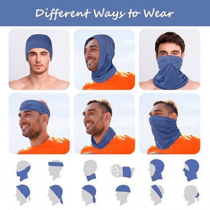 Geyoga 6 Pieces Summer UV Protection Cooling Neck Gaiter Face Clothing Neck Gaiter Mask Scarf Sunscreen Breathable Bandana - color: Blue‑gray