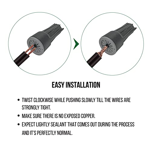 GKOLED 30PCS AWG #22-8 Waterproof Wire Connectors, Silicone Filled Outdoor Electrical Screw Terminals, Wire Splice Connector for LED Landscape Lighting, Patio and Deck Lighting, Dark Gray - size: Large