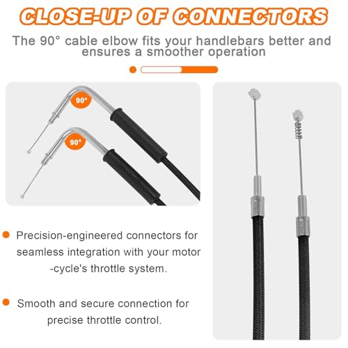 35.4" Throttle Idle Cable Stainless Steel Braided Throttle Cable Wire Kit Compatible with Harley Road King Dyna Softail FLH FLT 1996-2007 FXD FLST FXST 1996-2010 - size: 35.4"