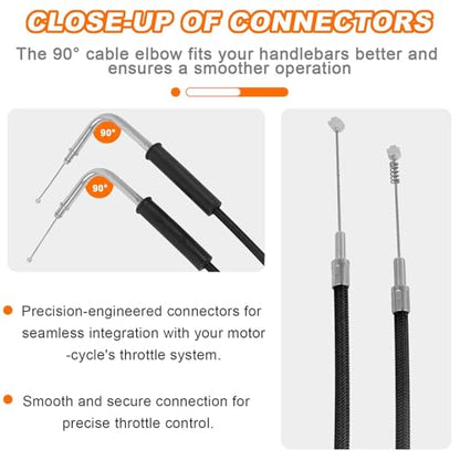 35.4" Throttle Idle Cable Stainless Steel Braided Throttle Cable Wire Kit Compatible with Harley Road King Dyna Softail FLH FLT 1996-2007 FXD FLST FXST 1996-2010 - size: 35.4"