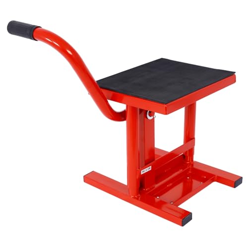 Dirt Bike Lift Jack Stand - 330 LBS Load Capacity Heavy Duty 11"-16.5" Adjustable Height Motorcycle Jack Lift Stand | Hoist Table for Dirt Pit Bike Repair, Maintenance, Dirt Bike Accessories Red
