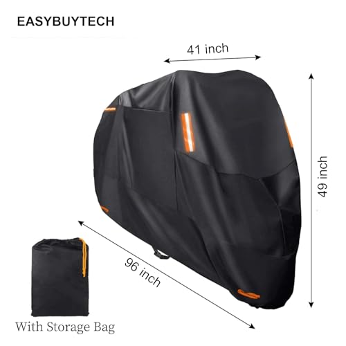 Motorcycle Cover,300D Motorbike Covers All Season Universal Weather Waterproof Outdoor UV Protection with 4 Reflective Strips & Storage Bag,2XL Motorcycles Vehicle Covers - size: 2XL(245X105X125cm)