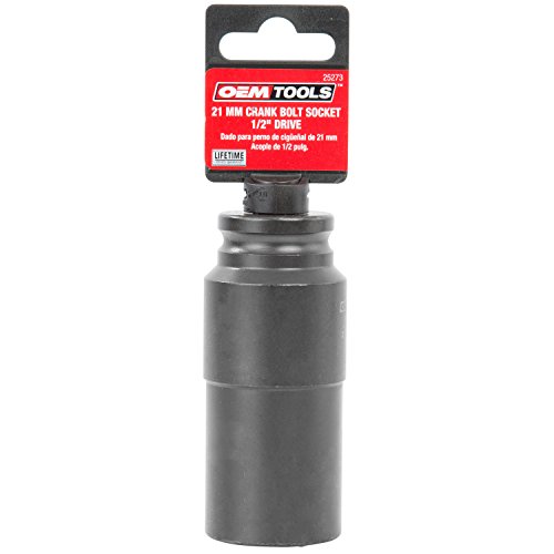 OEMTOOLS 25273 21mm Crank Bolt Socket, Heavy Duty Harmonic Balancer Socket For Stubborn Bolts, 21mm Impact Socket 1/2 Drive Crank Bolt Removal Tool - style: 21 millimeter
