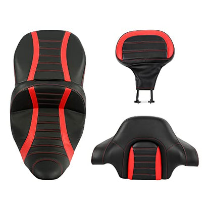 Hammock Driver Passenger Seat with Rider Sissy Bar Backrest and King Tour Trunk Backrest Pad fit for Harley Touring Road King Street Electra Glide 2014-2023 - color: B# Orange2