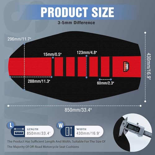 Motorcycle Dirt Bike Seat Cover Compatible with Yozma IN10 Universal Dirt Pit Motocross Rubber Seat Cushion (Black Red) - color: Black Red