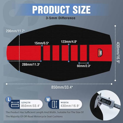 Motorcycle Dirt Bike Seat Cover Compatible with Yozma IN10 Universal Dirt Pit Motocross Rubber Seat Cushion (Black Red) - color: Black Red