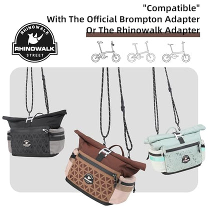 Rhinowalk Handlebar Bag for Brompton Folding Bike, 6.5L Expandable Front Bag with Quick Release Mount, Shoulder Strap, Multiple Pockets and Rain Cover (Black) - color: Black