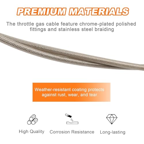 35.4" Throttle Idle Cable Stainless Steel Braided Throttle Cable Wire Kit Compatible with Harley Road King Dyna Softail FLH FLT 1996-2007 FXD FLST FXST 1996-2010 - size: 35.4"