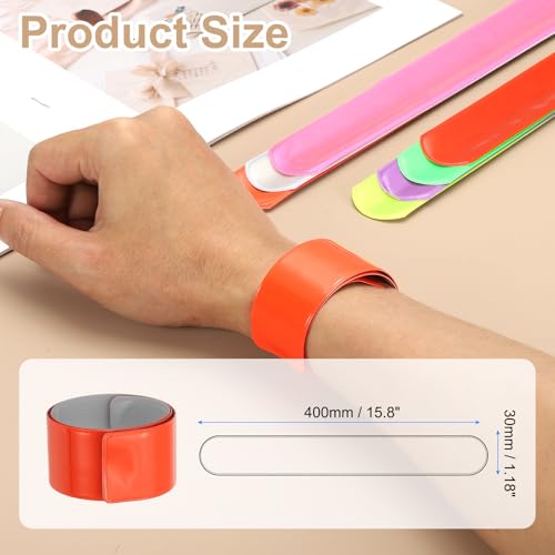 PATIKIL 40cm/15.8in Reflective Bands, 12pcs Reflective Arm Bands Straps Wrist Reflective Running Gear Long Safety Reflective Straps Bracelets High Visibility for Night Walking Bicycle - color: Orange