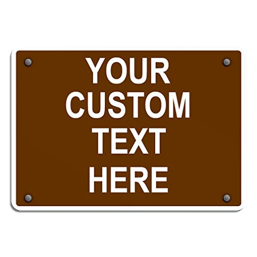 Aluminum Weatherproof Metal Sign Multiple Sizes Custom Personalized Text Here Brown White Recreational Horizontal Street Signs 10x7Inches - color: Brown/White Recreational, size: 10x7Inches