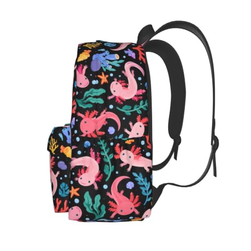 Axolotl Backpack Bookbag Laptop Backpacks Multipurpose Daypack for Boys Girls School Men Women Travel Hiking - color: Axolotl