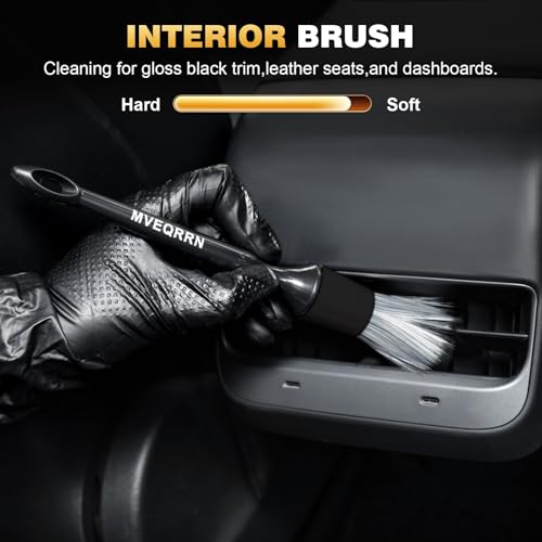 MVEQRRN 9PCS Car Detailing Brushes Set, Boar Hair Detail Brushes,Car Detailing Wheel Kit (Black) | Soft & Stiff Bristle Detail Brush, Scratch-Free Rim & Tire Cleaning Kit, Interior & Exterior Wheel Brush for Cars,Trucks,SUV - color: 9pcsblack detail wheel