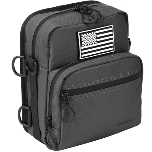Oumurs Motorcycle Handlebar Bags,600D Nylon Water-resistant Universal Bar bag American Flag Sissy Bar Bag Front Fork Storage Accessory Bag, For Softail Dyna Sportsters Dirt Bike Scooter E-bike Bicycle - color: Grey 600D Nylon