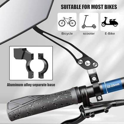 Diyife Bike Mirror 1 Pair, [New Version] HD Wide Angle Large Handlebar Rearview Mirror, Blast-Resistant 360°Adjustable Bicycle Rear View Mirror Accessories for Ebike Mountain Road Bike - size: 2 PCS-Black
