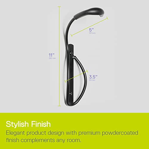 Delta Cycle Leonardo Bike Rack Garage Wall Mount Storage, Elegant Vertical Hanger Hook Design Provides Easy Bicycle Storage Access, Bike Wall Mount Rack Holds Any Bike Up to 40 lbs, Fat Tire Option - size: Fat Tire, style: Wall Hook with Tray - Black