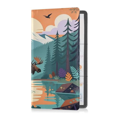 GuoChe Pu Leather Registration and Insurance Card Holder Men Women Document Wallet for any Car, Truck, Motorcycle, Trailer or Boat Wilderness Moose Lake Print - color: 2
