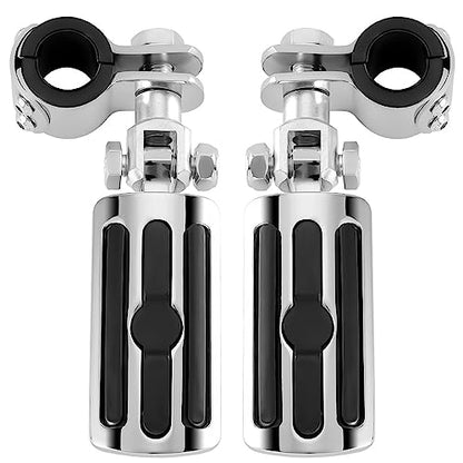 Highway FootPegs Fit for Motorcycle 1 inch to 1 1/3 inch with Engine Guard, Highway Footrest for Harley Indian Yamaha Honda Suzuki (Silver) - color: Silver