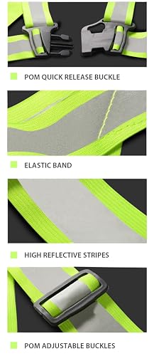 Bilymate Reflective Vest Straps with two reflective arm bands,Unisex Safety Gear Vests for Night Running Cycling Walking