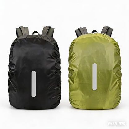 2 Pack Waterproof Backpack Rain Cover with Reflective Strip, M Size 30L-40L - color: 1 Pcs Black + 1 Pcs Army Green