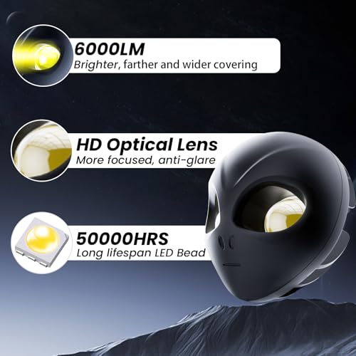 1PCS Alien-Style Motorcycle Auxiliary Lights, Motorcycle Healights Driving Light with High/Low Beam Mode, 30W DC12V-90V, ATV Led Lights, Led Spot Light for Truck ATV UTV Dirtbike Ebike - style: 1PCS High Beam-White&Low Beam-Yellow