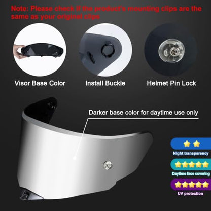 PSLER TT-Revo Visor - TT Revo Helmet Tinted Visor Face Shield Replacement for TT-Revo,Silver - color: Silver