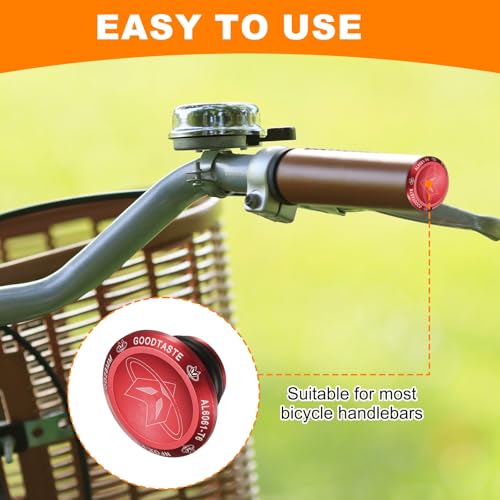 HARFINGTON Bar End Plugs Aluminum Handlebar End Caps Bike Plugs 0.57oz with Matching Rings for MTB Road BMX Fixed Gear Bike, Red - color: Red