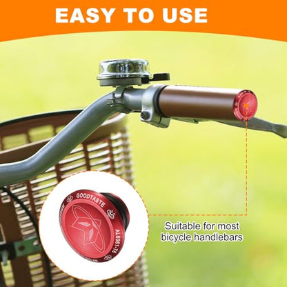 HARFINGTON Bar End Plugs Aluminum Handlebar End Caps Bike Plugs 0.57oz with Matching Rings for MTB Road BMX Fixed Gear Bike, Red - color: Red