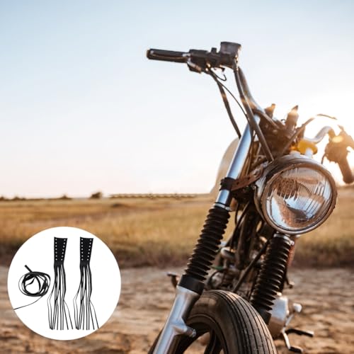 Garneck Motorcycle Lever Tassels Fringe Leather Motorcycle Lever Handlebar Throttle Brake Clutch Grip Covers Wraps