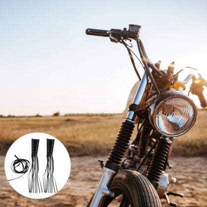 Garneck Motorcycle Lever Tassels Fringe Leather Motorcycle Lever Handlebar Throttle Brake Clutch Grip Covers Wraps