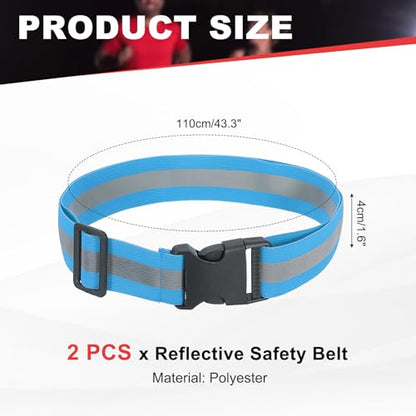 Reflective Safety Belt, Adjustable High Visibility Glow Belt Outdoor Running Gear Accessories - color: Light Blue