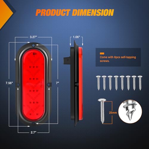 Nilight 6Inch Oval Tail Light 2PCS 35LED Arrow Red Running Stop Brake Lights Surface Mount Waterproof for 12V Caravan Truck RV Camper Trailer Bus - color: Red Arrow Lights 2Pcs