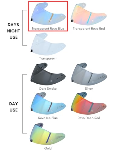 Compatible With EX0 T520 Motorcycle Helmet Visor R1 Air Face Helmet Shield Replacement ST1400 Tinted Visor (Transparent Revo Blue) - color: Transparent Revo Blue