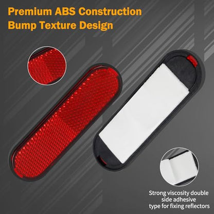 Universal Motorcycle Reflectors Red Safety Reflector Reflective Sticker Compatible with Bike, Bicycle, Trailer, Cars, Trucks, Boat, ATV, Dirt Bike, Driveway