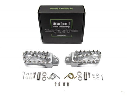 AltRider Adventure II Foot Pegs Compatible With BMW R 1200/1250 / 1300 GS/GSA - Heavy Duty Design - Boot Friendly, High Traction Cleats for Stability & Grip - Adjustable Camber & Height - Silver - color: Silver, size: Adventure II (58mm x 122mm)