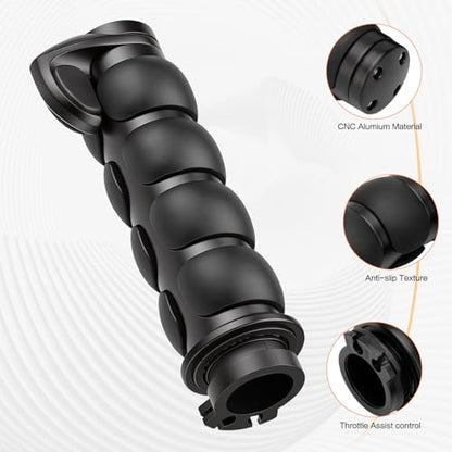 Motorcycle Hand Grips 1 Inch 25MM Handlebar Grip Throttle Non-Slip Universal Compatible with Harley Davidson Dyna Sportster 883 Road King Electra Glide Street Glide - color: Black-A