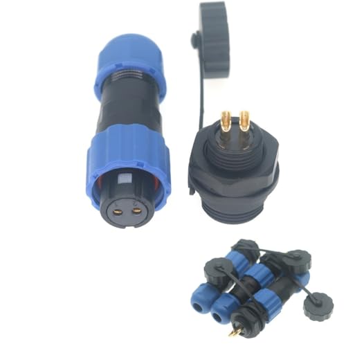 SD13 IP68 1-7 PIN Waterproof Power Connector, High Voltage Circular Industrial Electrical Cable Wire Connector Plug, Rear Nut Panel Socket (3, Rear nut Female Plug, 2pin) - color: Rear nut female plug, size: 2pin