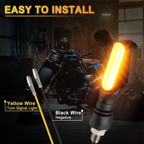 iFunyLED 2PCS Flowing Sequential Motorcycle LED Turn Signals,12V Super Bright Mini Cobra Appearance LED Blinkers,Fit for Harley Honda KTM Kawasaki Suzuki Yamaha - Amber - color: Amber-Cobra