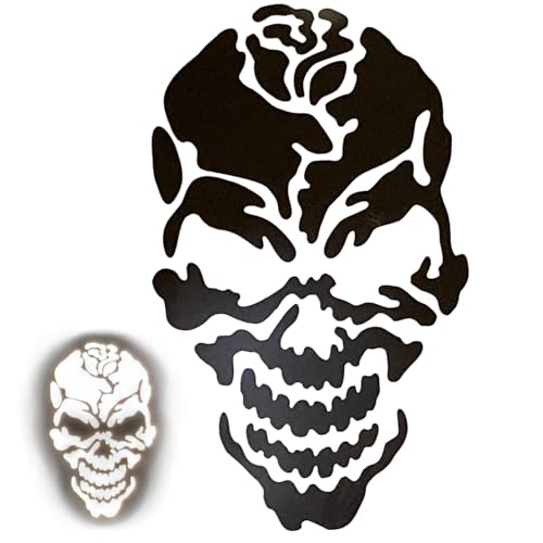 customTAYLOR33 High Intensity Reflective Skull Rose Decal (Premium Quality) / Multiple Colors/Vehicle & Helmet Compatible/Nighttime Visibility (Black, 12 inch X 7 inch) - color: Black, size: 12 inch X 7 inch