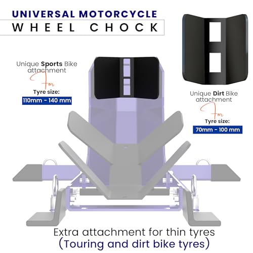 GRAND PITSTOP Universal Wheel Chock for Motorcycle Stand for Trailer Completely Adjustable Detachable Foldable Wheel Chock (Blue) - color: Blue