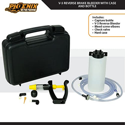 Phoenix Systems V-5 Reverse Brake and Clutch Bleeder (Includes Bottle and Hard Case), One Person, Fits All Makes and Models