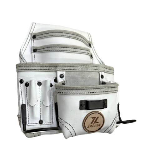Zeluga 20-508 10 Pocket Rigger Heavy Duty Leather Tool Bag, White - color: White