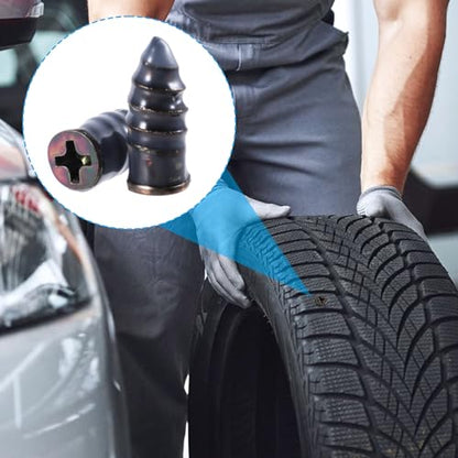 40 Pcs Tire Repair Rubber Nail Kit, Screws in Tire Plugs, Spiral Puncture Vaccum Tires Kits, Self Service Screw Plug Fast Tool for Auto, Motorcycle, Bike (Black, Large) - color: 40 Pcs, Large