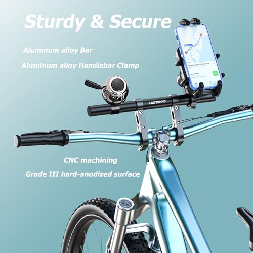 LOKTENWO 11.81" Long Dual Clamp Handlebar Extender, Aluminum Cross Bar Extension for Motorcycle Bike Bicycle Scooter, Fits 0.875/1.0/1.125/1.26" Handlebars for Phone Holder Light GPS Action Camera