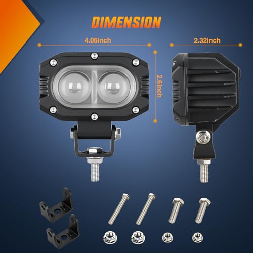 Nilight LED Pod Light 48W 4 Inch 2 PCS White Spot Beam Driving Lights IP67 Waterproof Auxiliary Offroad Lighting for Truck Tractor SUV ATV UTV Golf Cart Boat Motorcycle Dirt Bike - color: 2Pcs 4Inch 48W Lights White