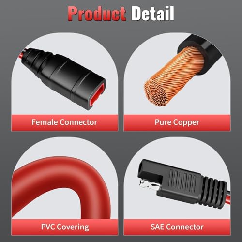 4269 SAE Wiring Harness 1FT Compatible with NOCO Genius 5 GC009 Battery Charger - Genius 1 G3500 G720 MXS 5.0, 14AWG SAE Connector Tail Fiber, for ATV Motorcycles UTV Car Connection Adapter