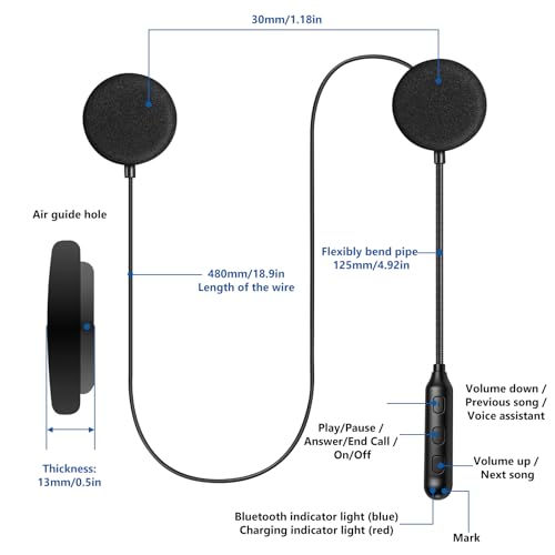SAMDO Motorcycle Helmet Bluetooth Headset Speakers Outdoor Sports Hands-Free Headphones Bluetooth 5.3 for Cycling, Skiing, Riding Automatic Answering Voice Assistant Music Player Y1
