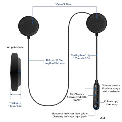 SAMDO Motorcycle Helmet Bluetooth Headset Speakers Outdoor Sports Hands-Free Headphones Bluetooth 5.3 for Cycling, Skiing, Riding Automatic Answering Voice Assistant Music Player Y1