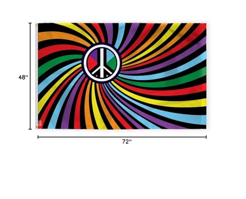 AGAS Peace Swirl Rainbow Pride Flag 4x6 Ft - Printed 200D Nylon - Brass Grommets Stitched Edges Fade Proof Sharp Vivid Colors - Swirl Pride Flag - color: 4x6 ft